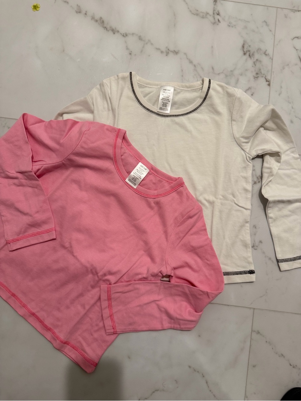 Kids Long-Sleeve Crew Neck Top - Pink and Cream